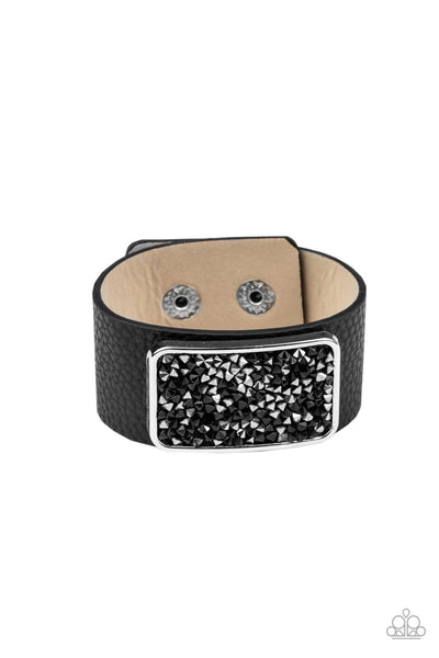 Interstellar Shimmer - Black - Paparazzi Leather Snap Bracelet