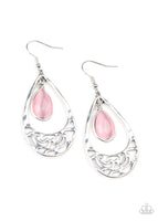 DEW You Feel Me? - Pink - Paparazzi Cat's Eye Stone Earrings