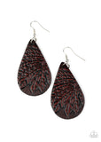 Everyone Remain PALM! - Brown - Paparazzi Leather Earrings