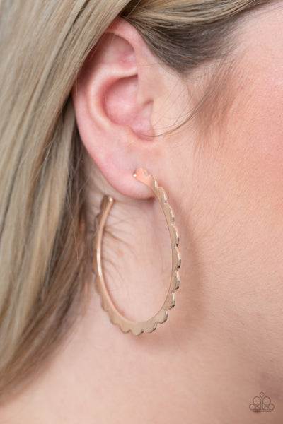 Radiant Ridges - Rose Gold - Paparazzi Hoop Earrings