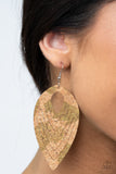 Cork Cabana - Green - Paparazzi Cork Earrings