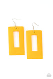Totally Framed - Yellow - Paparazzi Wood Earrings