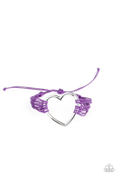 Playing With My HEARTSTRINGS - Purple - Paparazzi Heart Sliding Knot Cord Bracelet
