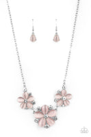 Effortlessly Efflorescent - Pink - Paparazzi Flower Necklace Cat's Eye Stone