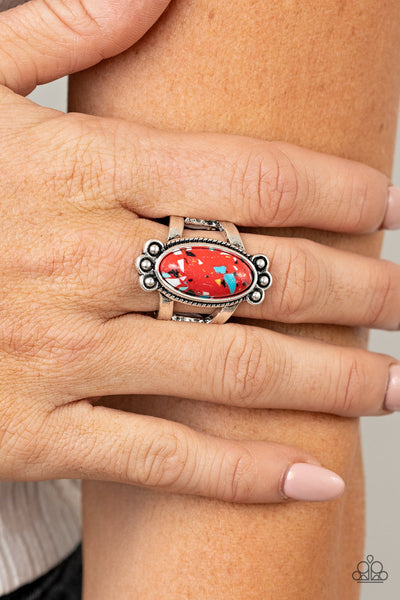 Psychedelic Deserts - Red - Paparazzi Ring