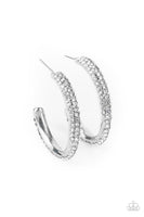 Trail Of Twinkle - White - Paparazzi Hoop Earrings