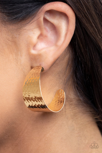Flatten The Curve - Gold - Paparazzi Hoop Earrings