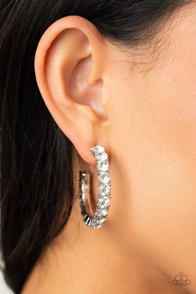 CLASSY is in Session - White - Paparazzi Hoop Earrings