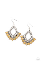 Just BEAM Happy - Yellow - Paparazzi Cat's Eye Stone Earrings #149 (D)