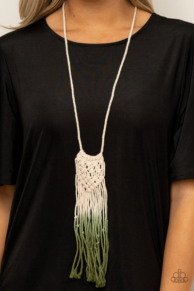 Surfin The Net - Green - Paparazzi Macrame Necklace