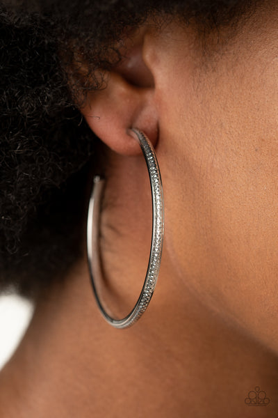 Sultry Shimmer - Silver - Paparazzi Hoop Earrings