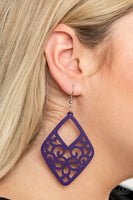 VINE For The Taking - Purple - Paparazzi Wood Earrings #4412 (D)