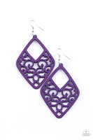 VINE For The Taking - Purple - Paparazzi Wood Earrings #4412 (D)