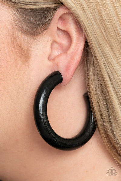 I WOOD Walk 500 Miles - Black - Paparazzi Wood Hoop Earrings