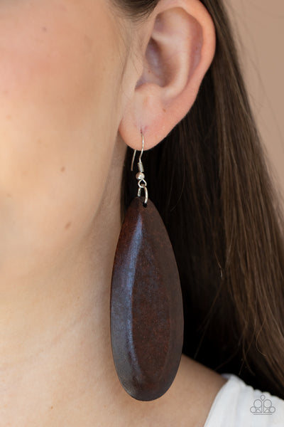 Tropical Ferry - Brown - Paparazzi Wood Earrings