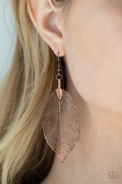 Leafy Legacy - Copper - Paparazzi Leaf Earrings