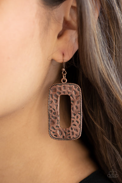 Primal Elements - Copper - Paparazzi Copper Earrings