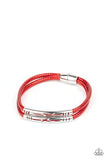 What a WANDER-ful World - Red - Paparazzi Magnetic Bracelet