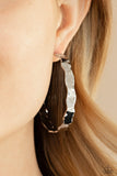 Paparazzi - Exhilarated Edge - Silver Earrings Hoops