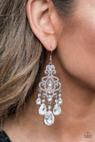 Queen Of All Things Sparkly - White - Paparazzi Earrings Empower Me Pink Exclusive 2021