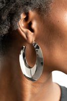 Going OVAL-board - Silver - Paparazzi Earrings Hoops