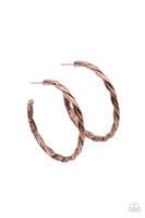 Dont Get It Twisted - Copper - Paparazzi Earrings Hoop