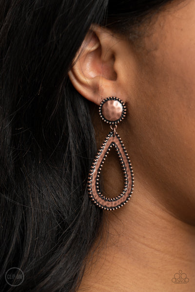 Beyond The Borders - Copper - Paparazzi Clip-On Earrings