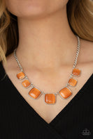 Aura Allure - Orange - Paparazzi Necklace Cat's Eye Stone