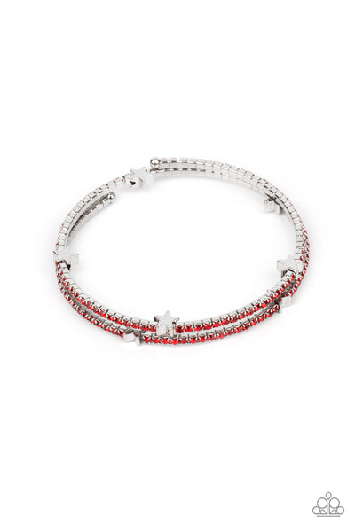 Let Freedom BLING - Red - Paparazzi Bracelet Coil Star Charms