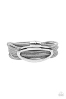 Corded Couture - Silver - Paparazzi Bracelet Magnetic