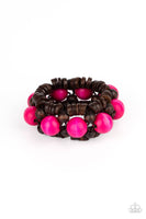 Tropical Temptations - Pink - Paparazzi Bracelet Wood Stretchy