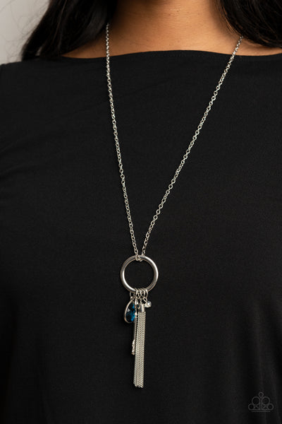 Unlock Your Sparkle - Blue - Paparazzi Necklace Key Tassel