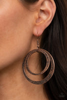 Rounded Out - Copper - Paparazzi Earrings