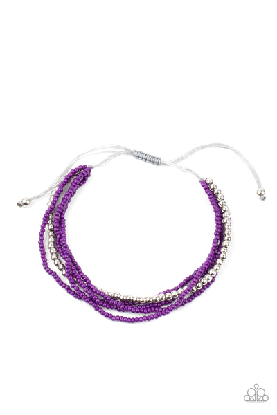 All Beaded Up - Purple - Paparazzi Bracelet Sliding Knot