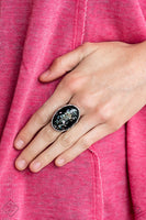 Glittery With Envy - Black - Paparazzi Ring Fashion Fix