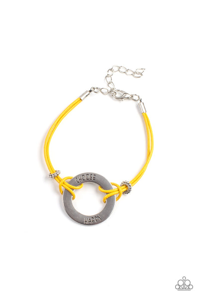 Paparazzi - Choose Happy - Yellow Bracelet Clasp Inspirational