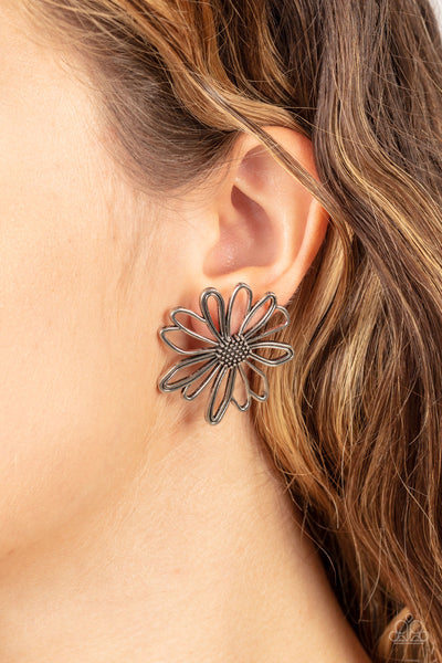 Paparazzi - Artisan Arbor - Silver Earrings Flower Post