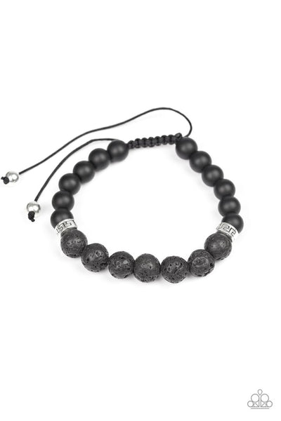 Keep Your Cool - Black - Paparazzi Lava Beads Sliding Knot Bracelet #4170 (D)