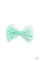 Paparazzi - Twinkly Tulle - Green Hair Clip Hair Accessory