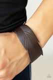 Paparazzi - Whimsically Winging It - Brown Bracelet Feather Snap Leather