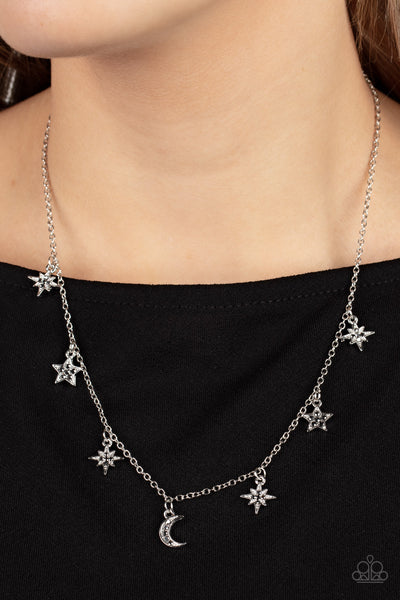 Paparazzi - Cosmic Runway - Silver Necklace Moon Star Charms