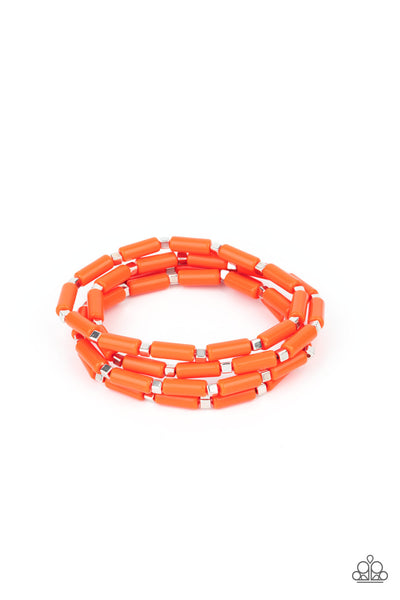 Paparazzi - Radiantly Retro - Orange Bracelet Stretchy