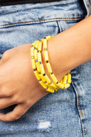 Paparazzi - Radiantly Retro - Yellow Bracelet Stretchy