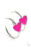 Paparazzi - Kiss Up - Pink Earrings Hoops Heart