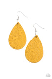 Paparazzi - Stylishly Subtropical - Yellow Leather Earrings