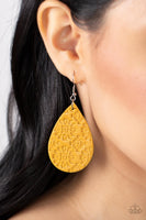 Paparazzi - Stylishly Subtropical - Yellow Leather Earrings