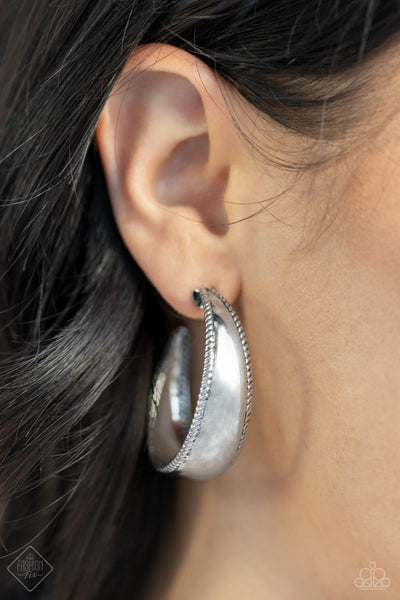 Paparazzi - Dune Dynasty - Silver Earrings Hoops Fashion Fix