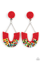 Make it RAINBOWPaparazzi - Make it RAINBOW - Red Earrings Post Seed Beads