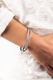 Paparazzi - Woven in Wealth - White Bracelet Hinged