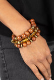 Paparazzi - WILD-Mannered - Brass Stretchy Bracelet Cheetah